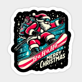 Santa Snowboard Christmas Sticker